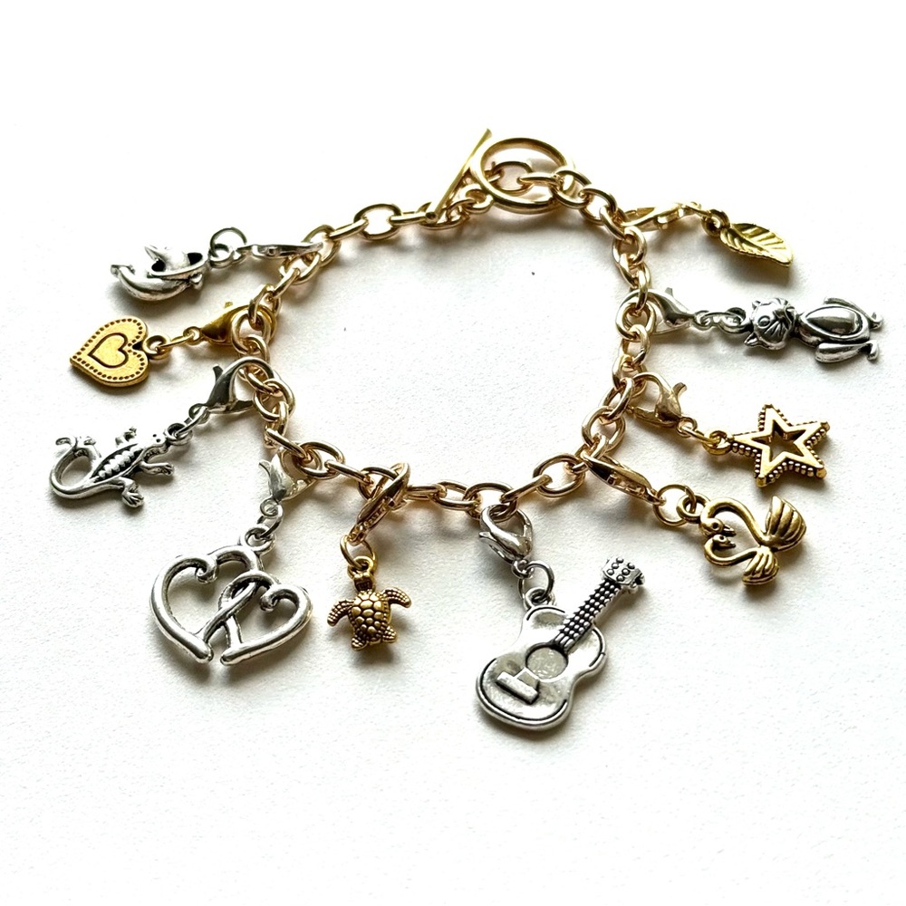Handmade y2k Style Charm Bracelet / Mixed Metal  Interchangeable